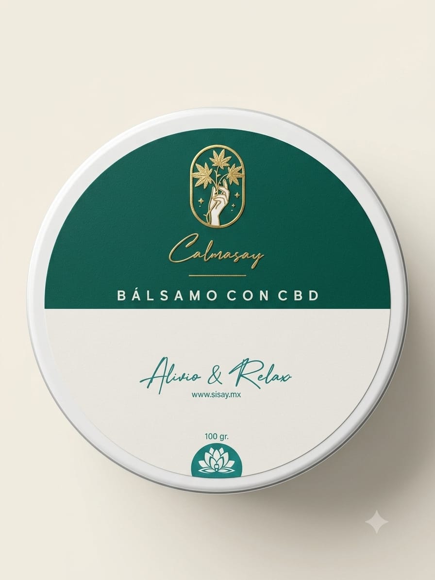 Presentación original de bálsamo con CBD Calmasay, 100 gramos